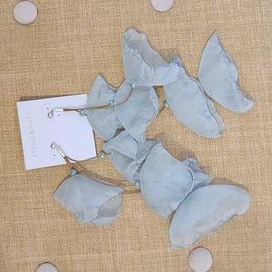 Stella & Ruby Teal Fabric Drop Earrings Petal Style Silver Stud from Nordstrom